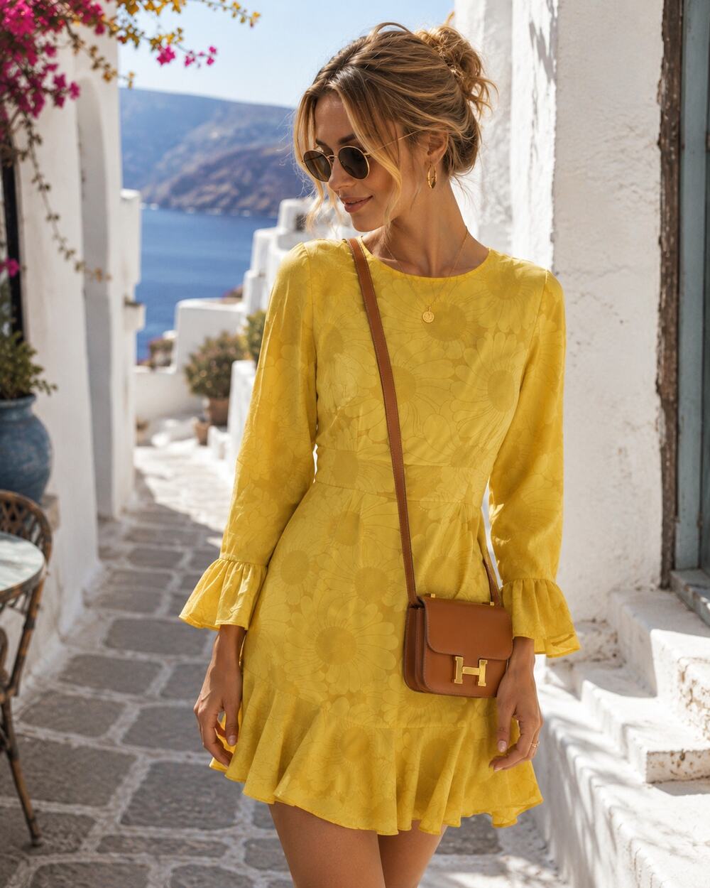 Realisation Par “Mary Jane” yellow sunflower silk mini dress XS